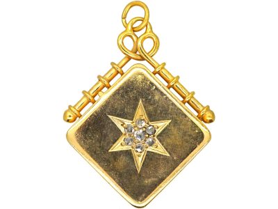 Victorian 18ct Gold Diamond Shaped Locket set with Rose Diamonds within a Star