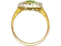 维多利亚时代18K 金橄榄石玫瑰式切工钻石戒指