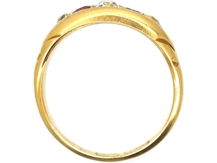 维多利亚时代 18K 金船形红宝石钻石戒指