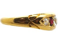 维多利亚时代 18K 金船形红宝石钻石戒指