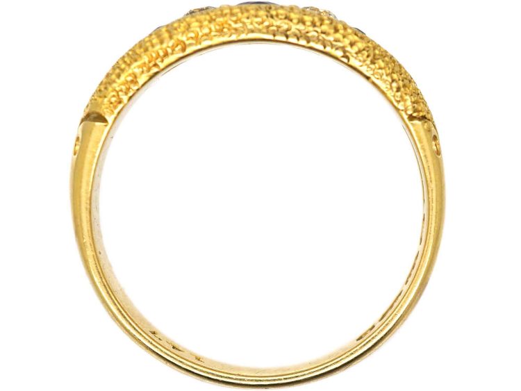 维多利亚时代船形蓝宝石钻石18K 金戒指