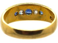 维多利亚时代船形蓝宝石钻石18K 金戒指