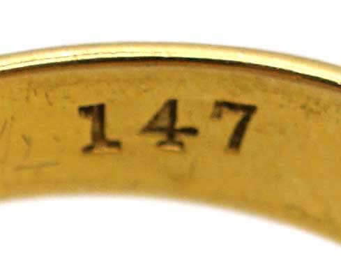 维多利亚时代船形蓝宝石钻石18K 金戒指