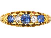 Edwardian 18ct Gold Five Stone Sapphire & Diamond Ring
