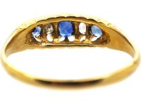 爱德华时代18K 金五石蓝宝石钻石戒指