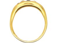 爱德华时代 18K 金蓝宝石钻石船形戒指