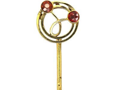 Edwardian 9ct Gold Tie Pin set with Two Garnets