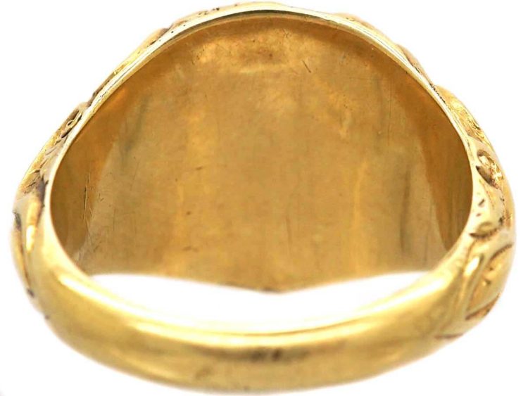 维多利亚时代 18K 金盾形红玉髓印章戒指