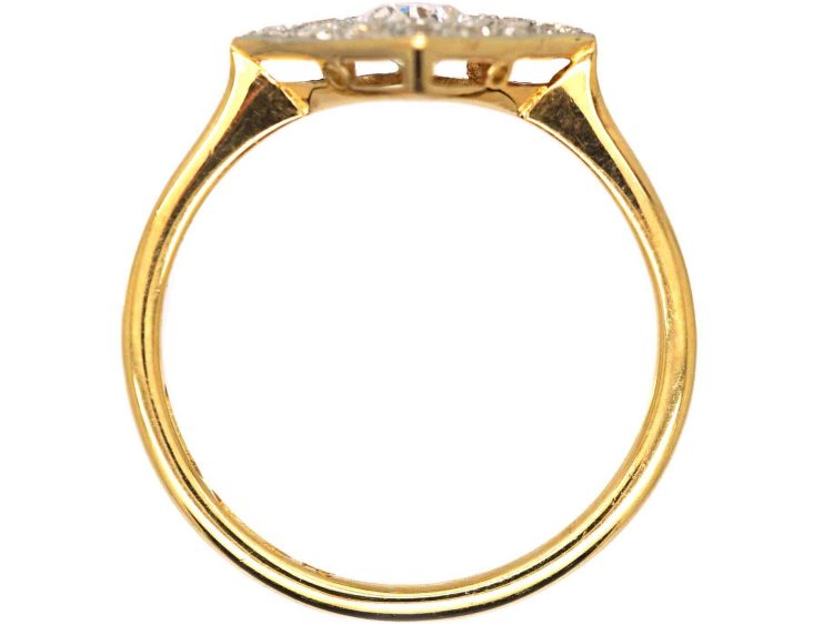 装饰艺术时期18K 金铂金菱形钻石戒指