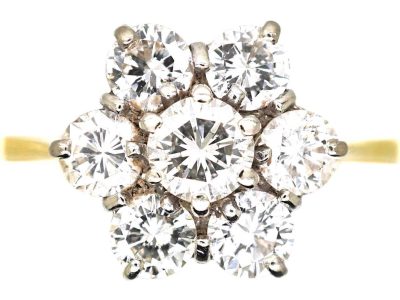 Vintage 18ct White & Yellow Gold Diamond Cluster Ring