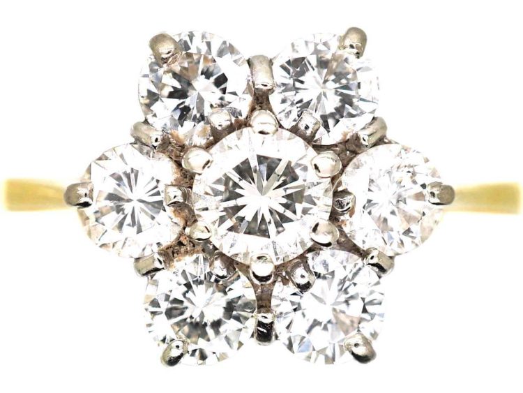 Vintage 18ct White & Yellow Gold Diamond Cluster Ring