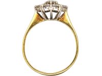 中古18K 白金与黄金钻石簇镶戒指