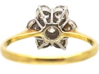 中古18K 白金与黄金钻石簇镶戒指