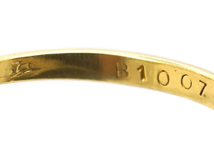中古18K 白金与黄金钻石簇镶戒指