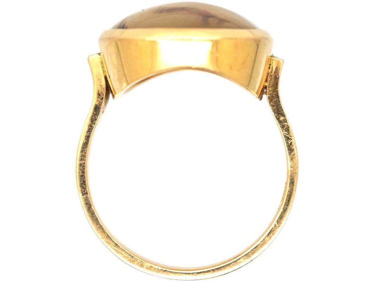世纪中期18K 金蕨纹玛瑙鸡尾酒戒指