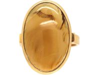 世纪中期18K 金蕨纹玛瑙鸡尾酒戒指