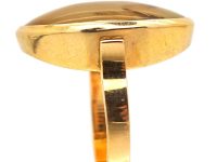 世纪中期18K 金蕨纹玛瑙鸡尾酒戒指