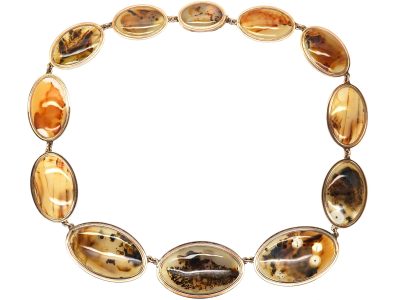 Georgian 9ct Gold, Fern Agate Necklace