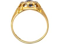 维多利亚时代18K 金蓝宝石钻石椭圆形簇镶戒指