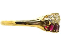 维多利亚时代18K 金红宝石钻石双排戒指