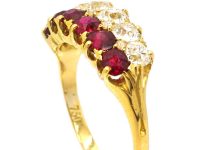 维多利亚时代18K 金红宝石钻石双排戒指