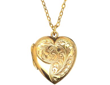Vintage 9ct Gold Heart Locket on 9ct Gold Chain