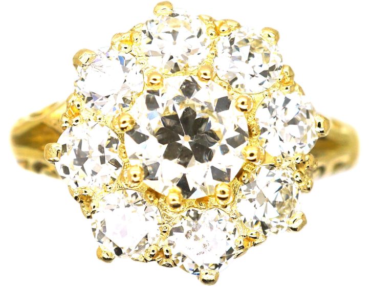 爱德华时代 18K 金钻石簇镶戒指