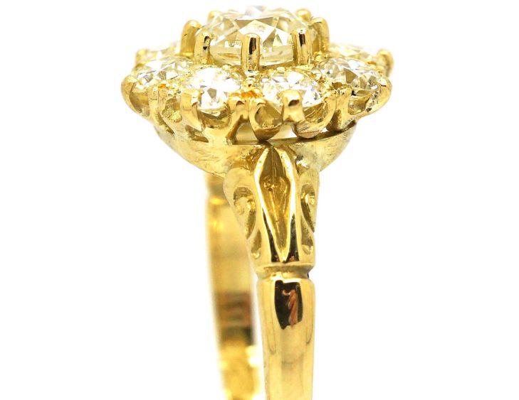 爱德华时代 18K 金钻石簇镶戒指