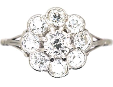 Edwardian Platinum, Diamond Cluster Ring