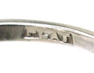 Art Deco Platinum Three Stone Diamond Ring with Step Cut Detail