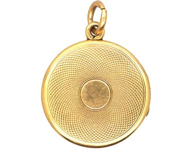 Edwardian 15ct Gold Round Locket with Engine Turned Detail