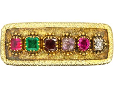 Georgian 15ct Gold Acrostic Gem Set Brooch Spelling Regard