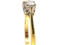 18K 金三石明亮式切工钻石戒指