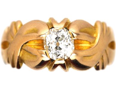 Art Nouveau 18ct Gold Ring set with a Diamond