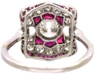 Art Deco Platinum Ruby & Diamond Ring