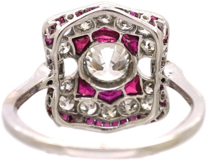 Art Deco Platinum Ruby & Diamond Ring
