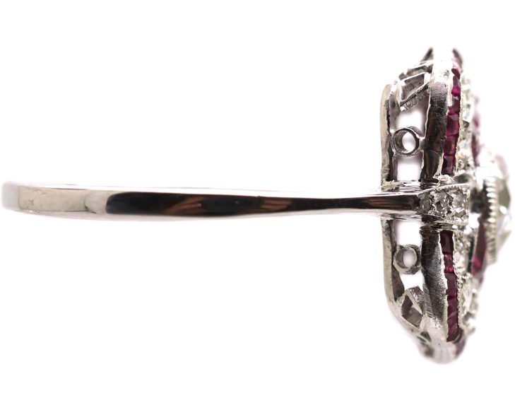 Art Deco Platinum Ruby & Diamond Ring