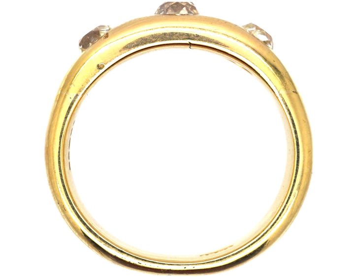 维多利亚时代18K 金三石钻石包镶戒指