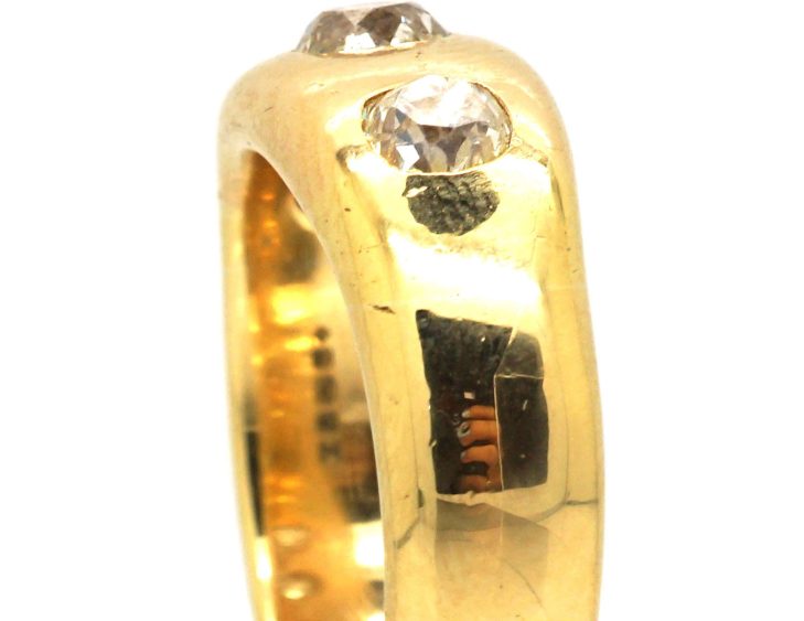 维多利亚时代18K 金三石钻石包镶戒指