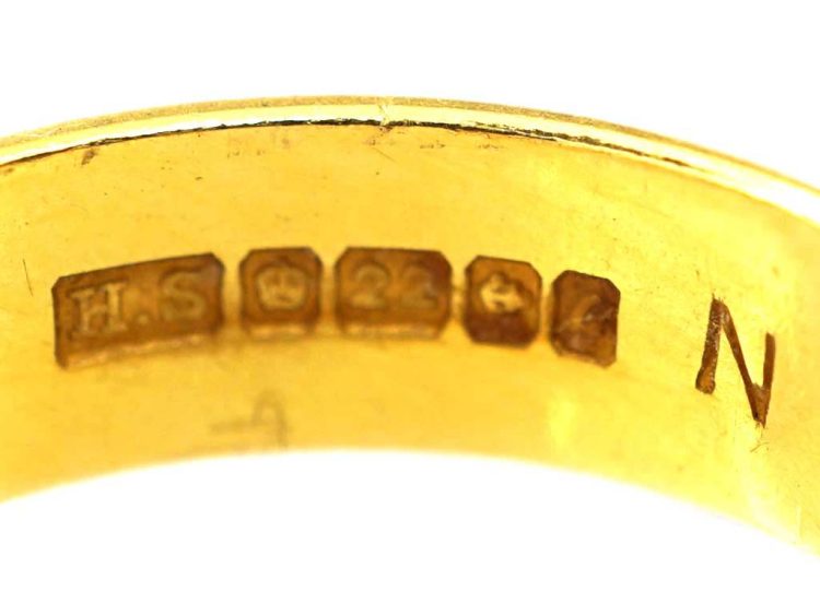 1960年伯明翰检验 22K 金宽款结婚戒指