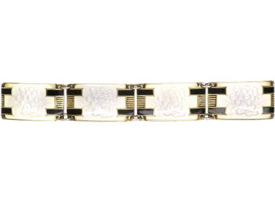 Danish Mid 20th Century Silver Gilt & Black & White Enamel Bracelet by Niels Albitz