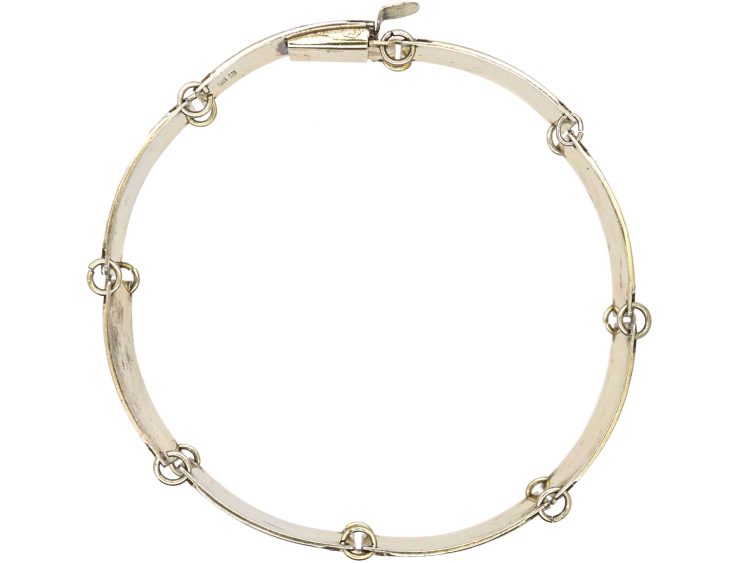 Danish Mid 20th Century Silver Gilt & Black & White Enamel Bracelet by Niels Albitz