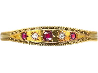 Victorian 15ct Gold Bangle set with Rubies & Diamonds