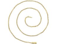 Early Victorian Ornate 15ct Gold Chain with Engraved Barrel Clasp