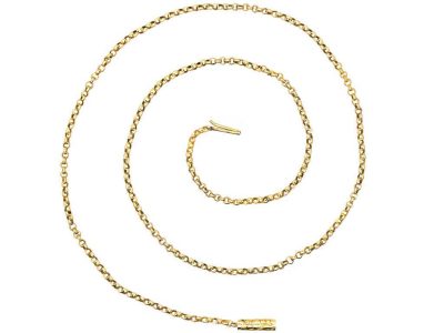 Early Victorian Ornate 15ct Gold Chain with Engraved Barrel Clasp