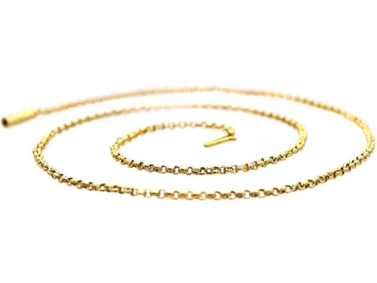 Early Victorian Ornate 15ct Gold Chain with Engraved Barrel Clasp