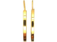 中古 18K 金刻纹圈形耳环