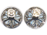Mid 20th Century 18ct White Gold, Aquamarine & Diamond Round Earrings