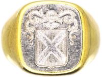 Early 20th Century 18ct Gold & Platinum Signet Ring with Crest Intaglio