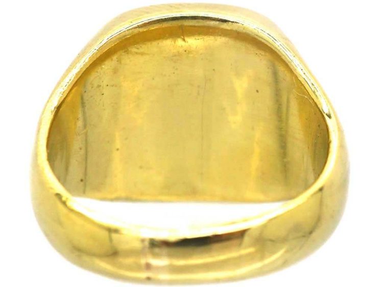 Early 20th Century 18ct Gold & Platinum Signet Ring with Crest Intaglio